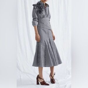 Acler Angwin Shirt Midi Dress NWT Gingham Black/White Edwardian Era Size 4